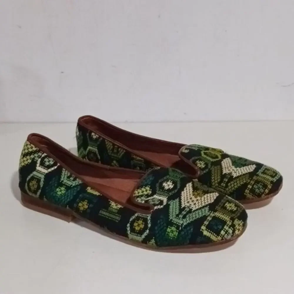 Teysha handmade knit weave embroidered loafer sz 7